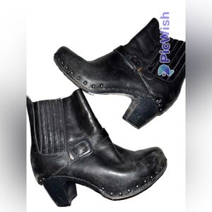 dansko Rhianna Black Leather Heeled Boots Size 42